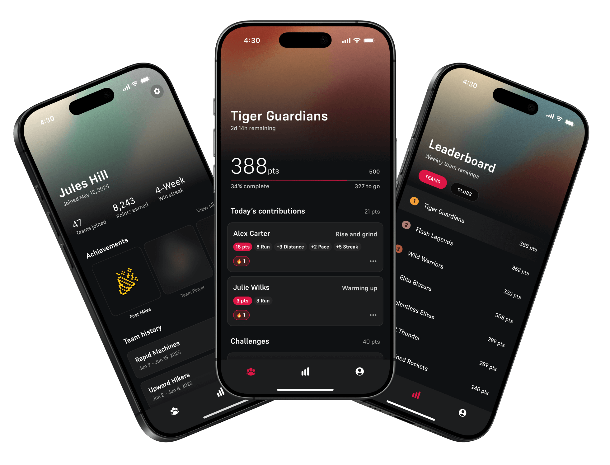 RunRush app screenshots on phones